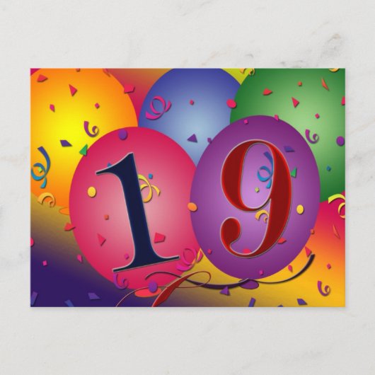 お誕生日おめでとう19歳 ポストカード (正面)