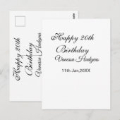 お誕生日おめでとう20歳シンプルミニマル ポストカード (正面/裏面)