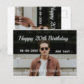 お誕生日おめでとう20歳 シンプル フォト 名前 日付 変更可能 ポストカード (正面/裏面)