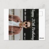 お誕生日おめでとう20歳 シンプル フォト 名前 日付 変更可能 ポストカード (裏面)