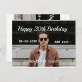 お誕生日おめでとう20歳 シンプル フォト 名前 日付 変更 ポストカード (正面/裏面)