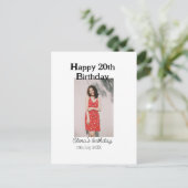 お誕生日おめでとう20歳 現代風 シンプル ミニマル写真 ポストカード (スタンド正面)