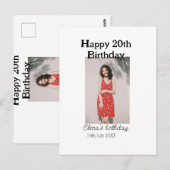 お誕生日おめでとう20歳 現代風 シンプル ミニマル写真 ポストカード (正面/裏面)
