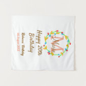 お誕生日おめでとう20歳 赤 名入れ モノグラム 花輪 タペストリー (正面(横))