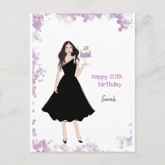 お誕生日おめでとう20歳、20歳、誕生日、20歳の誕生日、 ポストカード (正面)