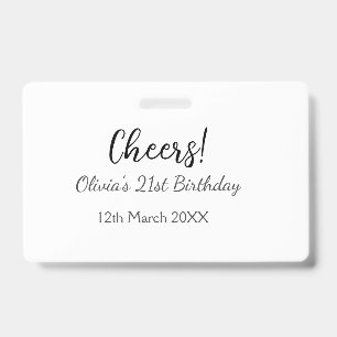 お誕生日おめでとう21歳 シンプルなデザイン 名前と日付を追加 バッジ