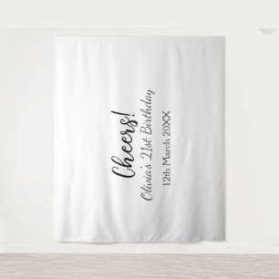 お誕生日おめでとう21歳　名前　日付　シンプル　ミニマル タペストリー