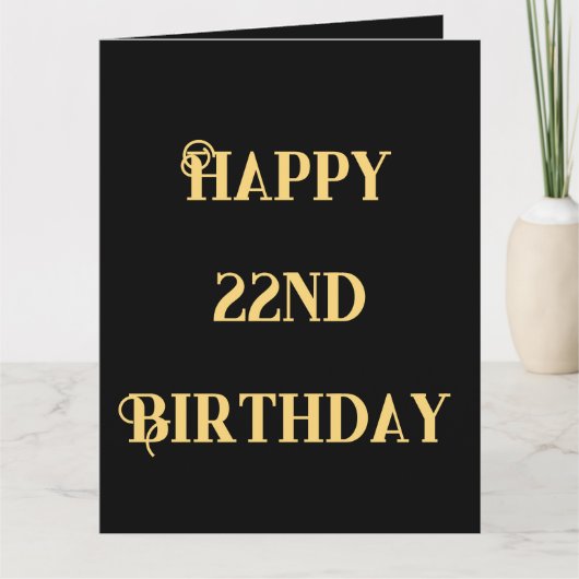 お誕生日おめでとう22歳 ゴールド イエロー カード (正面)