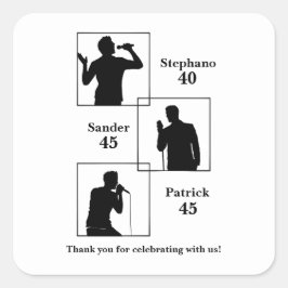 お誕生日おめでとう3人で楽しもうシンプルホワイト スクエアシール
