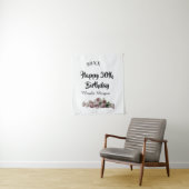 お誕生日おめでとう30歳 ピンク 白 薔薇の花の名前のカード タペストリー (インサイチュ)