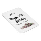 お誕生日おめでとう30歳 ピンク 白 薔薇の花の名前のカード マグネット (右側)