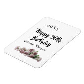 お誕生日おめでとう30歳 ピンク 白 薔薇の花の名前のカード マグネット (左側)