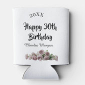 お誕生日おめでとう30歳 ピンク 白 薔薇の花の名前のカード 缶クーラー (裏面)