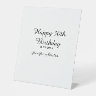 お誕生日おめでとう30歳 名前と日付入り シンプルでおしゃれなデザイン 台座サイン