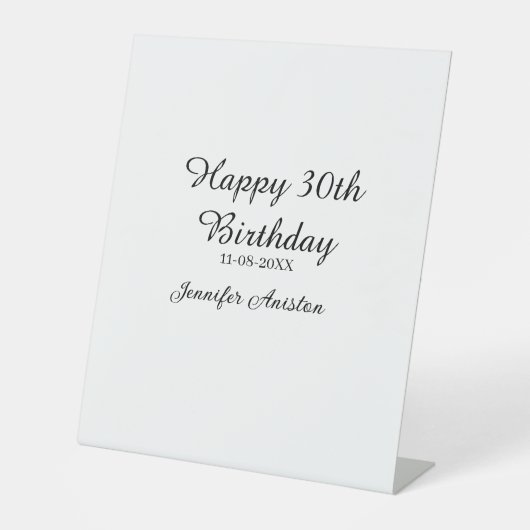お誕生日おめでとう30歳 名前と日付入り シンプルでおしゃれなデザイン 台座サイン (正面)
