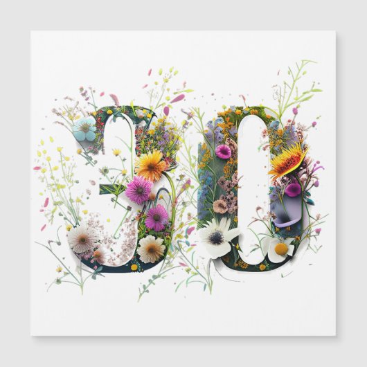 お誕生日おめでとう30歳 野の花と鳥たち (正面)