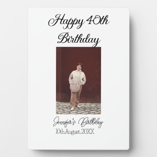 お誕生日おめでとう40歳 現代 シンプル ミニマル フォトプラーク (正面)