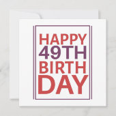 お誕生日おめでとう49歳 招待状 (正面)