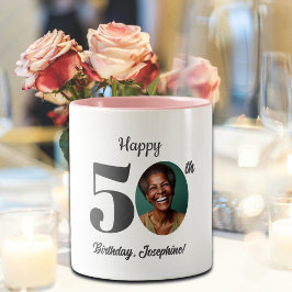 お誕生日おめでとう50歳フォト ツートーンマグカップ