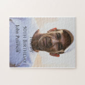 お誕生日おめでとう50歳名前写真年男性シンプルミニ ジグソーパズル (横)