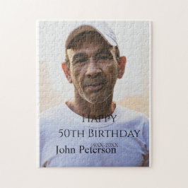 お誕生日おめでとう50歳名前写真年男性シンプルミニ ジグソーパズル