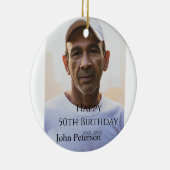 お誕生日おめでとう50歳名前写真年男性シンプルミニ セラミックオーナメント (右)