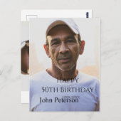 お誕生日おめでとう50歳名前写真年男性シンプルミニ ポストカード (正面/裏面)