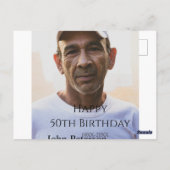 お誕生日おめでとう50歳名前写真年男性シンプルミニ ポストカード (裏面)