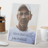 お誕生日おめでとう50歳名前写真年男性シンプルミニ 台座サイン (インサイチュ)