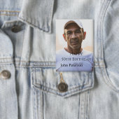 お誕生日おめでとう50歳名前写真年男性シンプルミニ 缶バッジ (インサイチュ)
