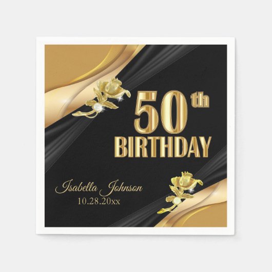 お誕生日おめでとう50歳 スタンダードカクテルナプキン (正面)