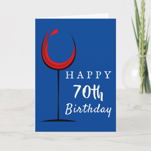 お誕生日おめでとう70歳 赤ワイン グラス 誕生日 カード (正面)