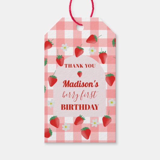 お誕生日おめでとう！いちごのファーストバースデー ギフトタグ (正面)