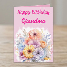 お誕生日おめでとう おばあちゃん ピンクの花