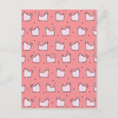 お誕生日おめでとう!かわいいピンクの猫の模様 ポストカード (正面)