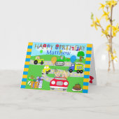 お誕生日おめでとう かわいい少年の カード (黄色い花)