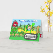 お誕生日おめでとう かわいい少年 カード (黄色い花)