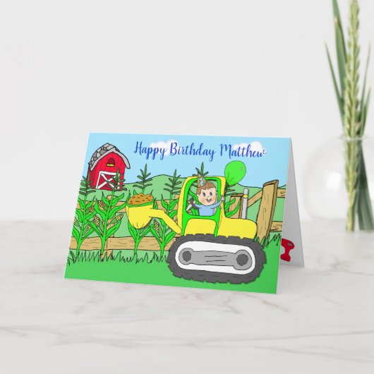 お誕生日おめでとう かわいい少年 カード (正面)