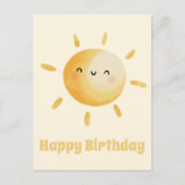 お誕生日おめでとう！かわいい水彩の太陽 ポストカード (正面)