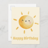 お誕生日おめでとう！かわいい水彩太陽 ポストカード (正面/裏面)