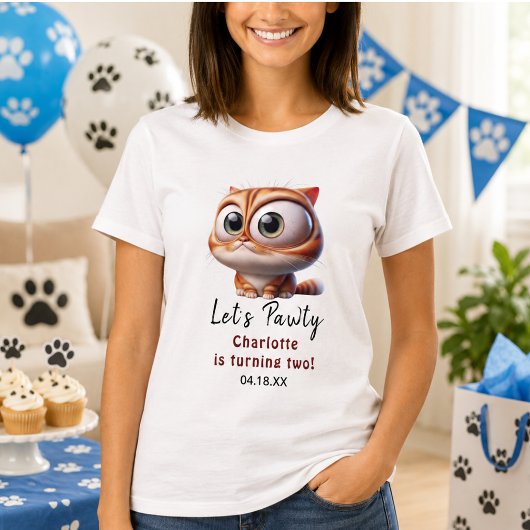 お誕生日おめでとう!かわいい猫の2歳の誕生日パーティー Tシャツ