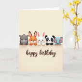 お誕生日おめでとう かわいい生き物 カード (黄色い花)