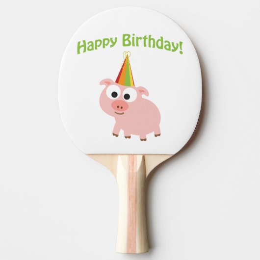 お誕生日おめでとう！かわいい豚 卓球ラケット (正面)