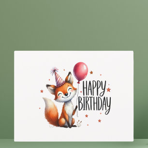 お誕生日おめでとう - かわいい赤い狐 ポストカード