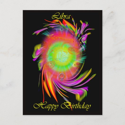 お誕生日おめでとう、てんびん座 ポストカード (正面)