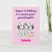お誕生日おめでとう!ひ孫の双子の女の子へ 初めての誕生日 カード (正面)