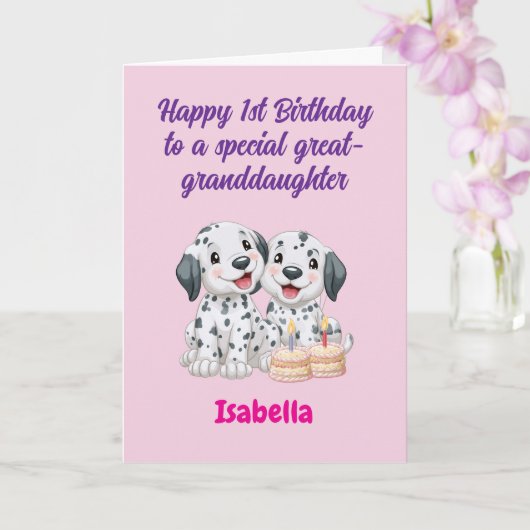 お誕生日おめでとう!ひ孫の双子の女の子へ 初めての誕生日 カード (蘭)