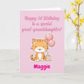 お誕生日おめでとう!ひ孫娘さんへ 子猫 カード (黄色い花)