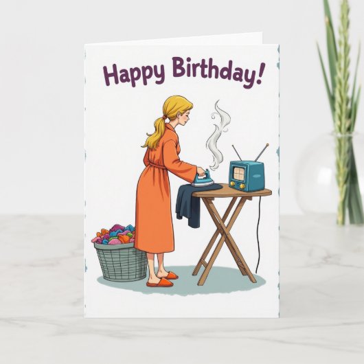 お誕生日おめでとう アイロンかけのカード カード (正面)