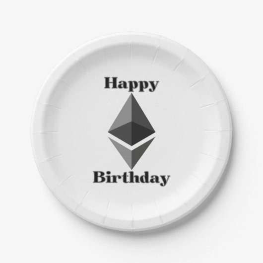 お誕生日おめでとう イーサリアム アイコン 紙皿 (正面)
